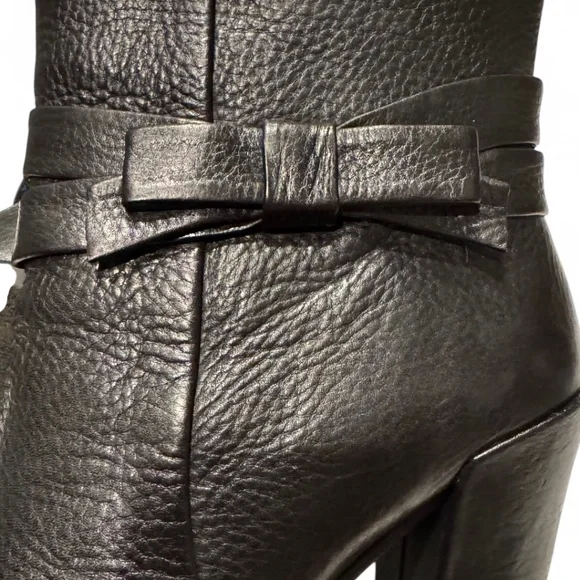 KATE SPADE New York Black Leather Ankle Boots – Bow Detail – Size 9 - Picture 6 of 8
